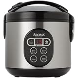 Aroma 8-Cup (Cooked)  (4-Cup UNCOOKED) Digital Rice Cooker / Food Steamer, Stainless Steel Exterior (ARC-914SBD)