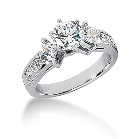 14K White Gold Round & Princess Cut Diamond Promise Engagement Ring (1.35ct.tw, HI Color, SI2 Clarity)