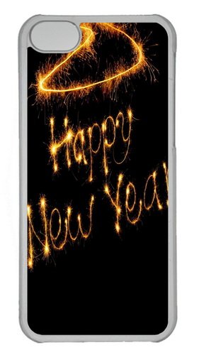 iPhone 5C Case, Happy New Year 861 Custom PC Hard Case Cover for iPhone 5C Transparent