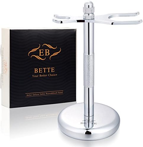 GoBetter® - Luxury Chrome Safety Razor and Shaving Brush Stand, Prolong the Life of Your Razor and Shaving Brush, Keep Your Brush Clean and Dry