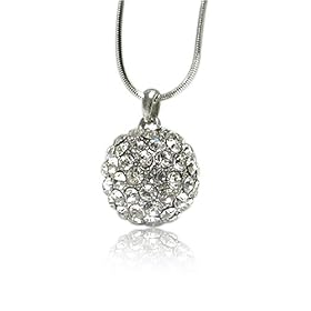 Sparkling Silver Tone Crystal Ball Pendant Necklace Fashion Jewelry