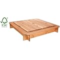 Sandkasten Sandkiste mit Deckel wetterfest lasiert Ma� 120 x 120 cm - Inkl. Folie gegen Unkraut