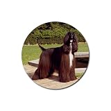 Afghan Hound Black Rubber Round Coaster (4 pack)