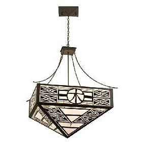 Meyda Tiffany - 21511: Mission Tiffany Asian - 41Sq Wood Symbol Inverted Pendant by Meyda