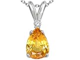 1.28 cts Genuine Yellow Sapphire and Diamond Pendant - 14kt White or Yellow Gold