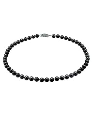 AAA Japanese Black Akoya Cultured Pearl 7.0-7.5mm Necklace with 14K Gold Clasp 24 Inches