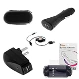 GTMax USB Rapid Car Charger + USB Home Travel Charger + Retractable USB Dat ....