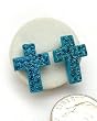 Cross Mint Blue Crystal stones Earrings