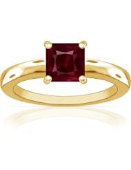 14K Yellow Gold Princess Cut Ruby Solitaire Ring