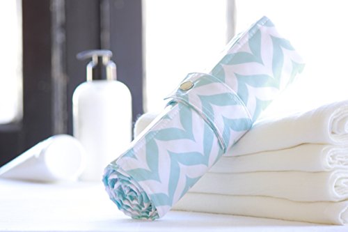 Diaper Changing Pad & Mat Set - Waterproof, Wipeable & Washable - (BLUE CHEVRON PAD & MAT)