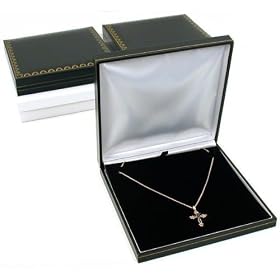 3 Black Leather Necklace Gift Boxes Jewelry Case Displays