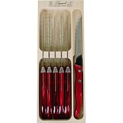 Red Laguiole Verdier Heavy Duty Color Handled Steak Knives