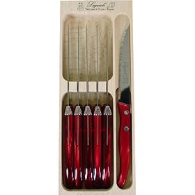 Red Laguiole Verdier Heavy Duty Color Handled Steak Knives by Laguiole