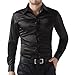 THREESEASONS Men's Silk Like Satin Slim Fit Long Sleeve Dress Shirts