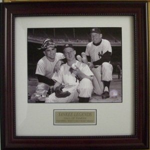 Whitey Ford unsigned New York Yankees 8x10 Photo Custom Framed w/Berra & Mantle