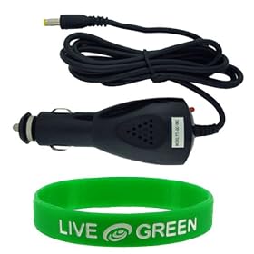DC Car Charger Adapter for ASUS Eee PC 1000HE Netbook (Laptop NOT Included) + Bonus Young Micro TM - Live Green WristBand