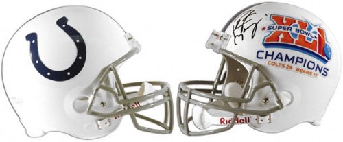 Buy Peyton Manning Indianapolis Colts Autographed Riddell Full Size Replica Super Bowl Champions Helmet by Mounted Memories