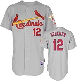 Lance Berkman Jersey: St. Louis Cardinals #12 Road Grey Authentic Cool Base&Atilde;&cent;"&Acirc;&cent; Jersey with World Series Commemorative Patch worn in 2012