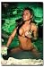 Caribbean Tan (Girl in Bikini, Green Background) Gold Wood-Mounted Art Poster Print - 24" X 36"