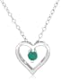 Sterling Silver Emerald Heart Pendant, 18"