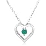 Sterling Silver Emerald Heart Pendant, 18"