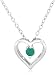 Sterling Silver Emerald Heart Pendant, 18"