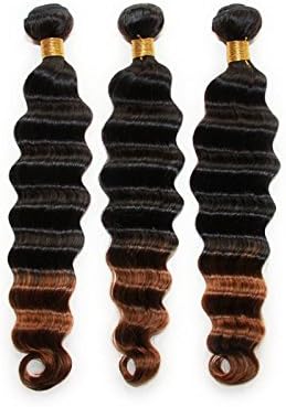 Wigiss Brazilian Top Grade Gorgeous Deep Wave Real Human Hair Extensions 100% Hair Weft Two-tone Color 1B/30# 100g/Bundle 3 Bundles Mixed Length (14'' 16'' 18'')