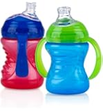 Nuby No-Spill Super Spout Grip N' Sip, Red and Blue, 4 Plus Months, 2 Count