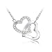 White Swarovski Crystal Element Double Heart NecklaceBlue Pearls - White Swarovski Crystal Element Double Heart Necklace - - CRY A229 G