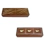 2 Wooden Jewelry Boxes With Metal Lines Engraved On One & Fish Shape Brass On Other (Free Shipping) Wbox0095