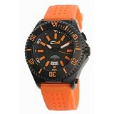 Carbon 14 Men's W2.2 Water 3H iBeam Technology Black and Orange Dial Watch