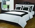 Luxury 5-PC Black with White 300 Thread Count Full/Queen Duvet Cover Set 100 % Egyptian Cotton comforter cover set with matching pillow shams By sheetsnthings