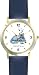 Gray Cat with Toy Mouse - Cat Cartoon or Comic - JP Animal - WATCHBUDDY&reg; DELUXE TWO-TONE THEME WATCH - Arabic Numbers - Blue Leather Strap-Size-Large ( Men's Size or Jumbo Women's Size )