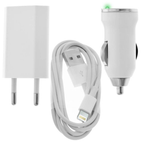 Avizar - Pack Chargeurs Voiture et Secteur avec Connecteur Lightning Apple - Blanc Avizar - Pack Chargeurs Voiture et Secteur avec Connecteur Lightning Apple - Blanc