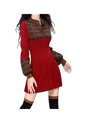 Jacquard  General Print Acrylic/Nylon/Polyester/Wool  Dress With a Bow(s)