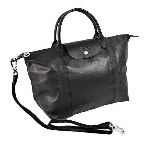 LONG CHAMP ロンシャン トートバッグ ハンドバッグ ル プリアージュ キュイール M 折りたたみ レザー ブラック 1515 737 001 画像