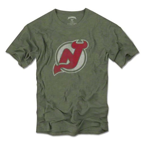 New Jersey Devils Green '47 Brand Vintage Primary Logo Scrum Tee