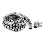 uxcell コルゲトーチューブ　ワイヤラップ　プロテクター　スパイラル　チューブ　ケーブル　PC　コード　25mmx3m　グレー