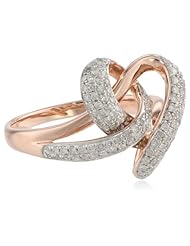 10K Rose Gold Ribbon Heart Diamond Ring (1/2 Cttw, I-J Color, I2-I3 Clarity), Size 7