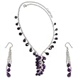 Womens Gifts Silver Amethyst Necklace and Earrings (gnklcs391)