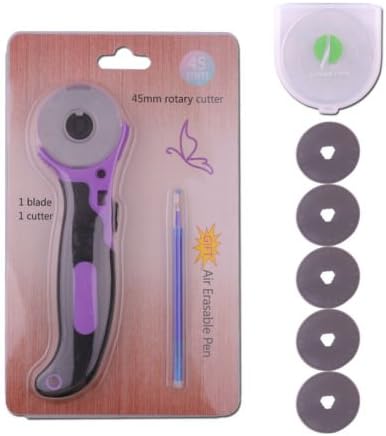 45MM Rotary Cutter + 5 New Blades (Save in Snap Box) Fabric vinyl sewing Cutting Craft Tool with Free Gift Extra Promotion Set