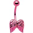 Pink Electro Titanium Angel Wings Belly Ring