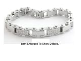 Surgical Stainless Steel Men's Bicycle Chain Bracelet With Cubic Zirconia Stones