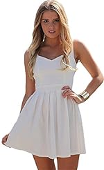 Sexy V-neck Cutout Pleated Sleeveless Mini Dress 