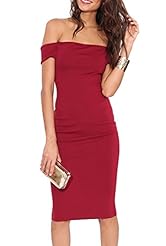 Sexy Polyester/Spandex Wrap Fitted Stretchy Off the Shoulder Empire   Waistline Bodycon Dress/Midi Dress 