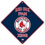 MLB Baseball 12 x 12 Metal Fan Xing Sign - Boston Red Sox