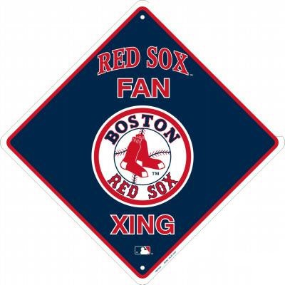 MLB Baseball 12 x 12 Metal Fan Xing Sign - Boston Red Sox