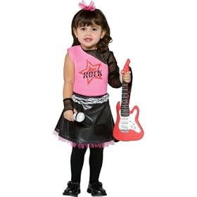 Kids Little Punk Dress Toddler Outfit Baby Rock Star American Idol Girl + Microphone and Red Guitar by Party Life 365