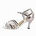 Msmushroom Woman's Fashion Pu Soft Dancing Shoes 4''heel,grey and Silver
