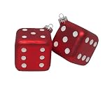 Set of 2 Red Casino Gambling Glass Dice Christmas Ornaments